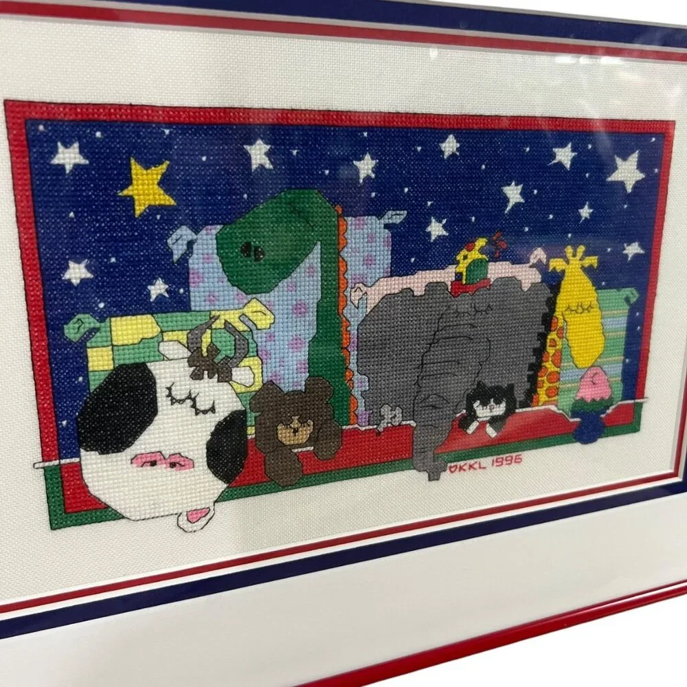 Handmade Sandra Boynton Animal Cross Stitch‎ Professionally Framed